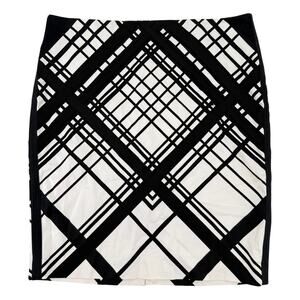WHBM Black White Geometric Ribbon Pencil Skirt Women's Size 10